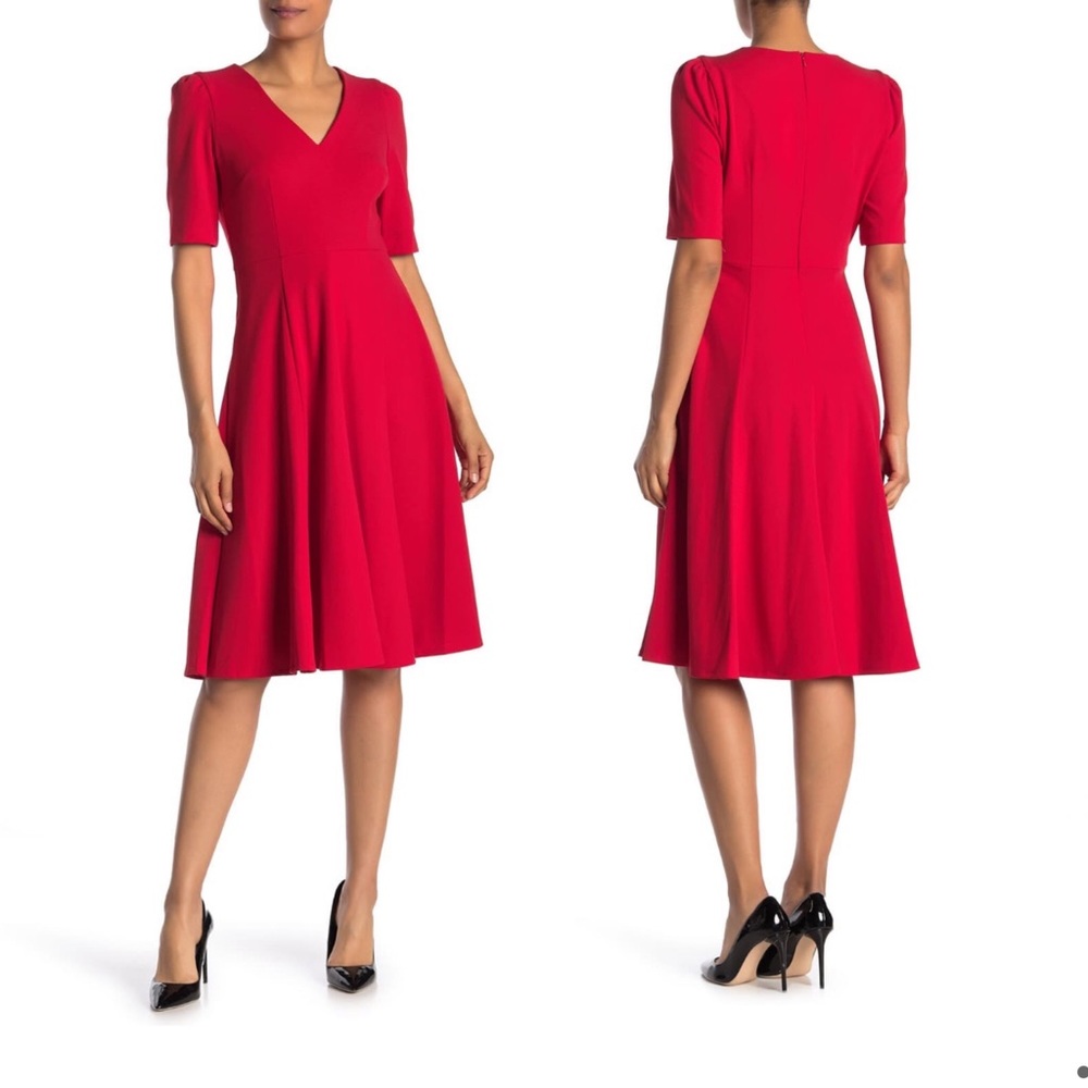 Donna Morgan V Neck Stretch Crepe Dress Size 2
